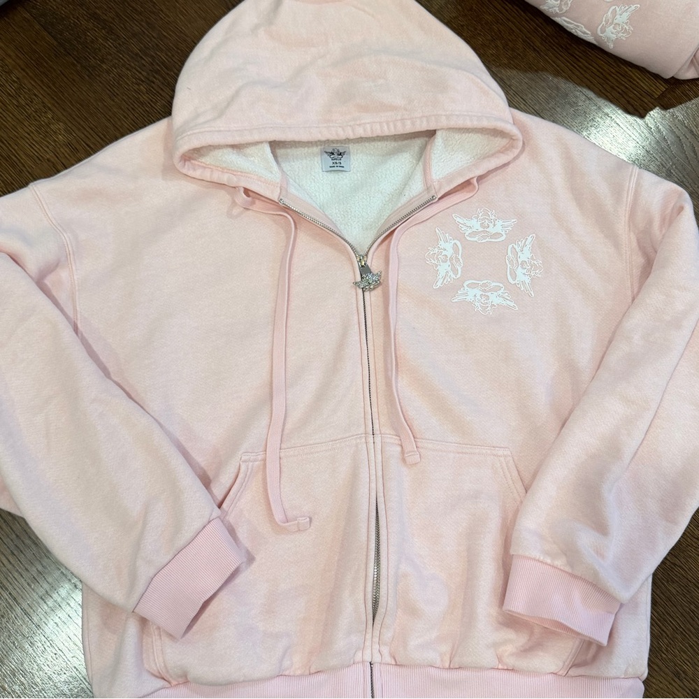 Boys Lie Pink Zip-Up Hoodie with Embroidered Motif